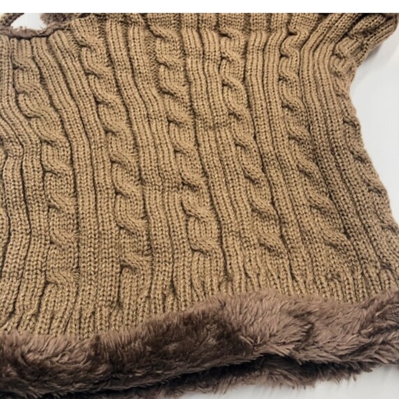 New Winter Unisex Knit Hoodies Scarf With Fur Hats, light brown - Picture 5 of 10